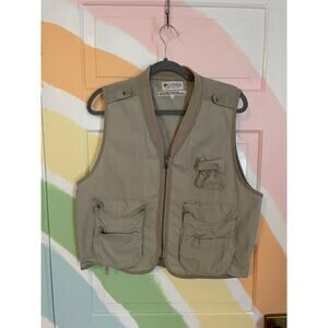 Columbia Sportswear Khaki Utility Fishing Vest Large Multi-Pocket Outdoor Travel